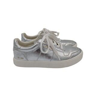 Sam Edelman Edie Silver Metallic Low Top Sneakers Womens Size 6M SE-1980‎